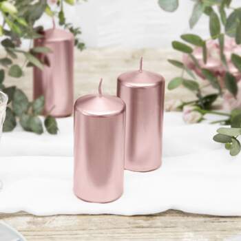 Bougies Cylindriques Décoratives Or Rose 6 Pièces - The Wedding Shop !