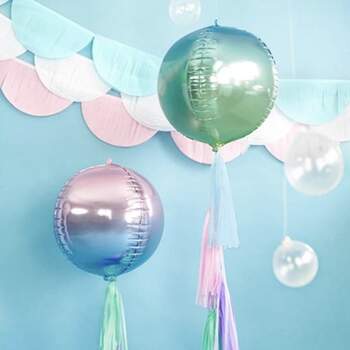 Ballon Foil Sphérique Holographique Bleu et Vert - The Wedding Shop !
