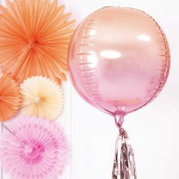 Ballon Foil Sphérique Holographique Orange Et Rose - The Wedding Shop !