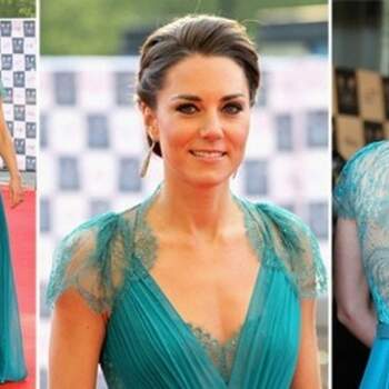 Kate Middleton a choisi une robe turquoise avec dos en dentelle signé Jenny Packham