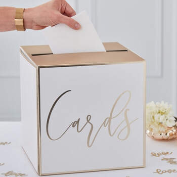 Caja para sobres de boda dorados- Compra en The Wedding Shop