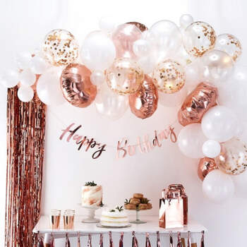 Arco de globos de oro rosa 70 unidades- Compra en The Wedding Shop
