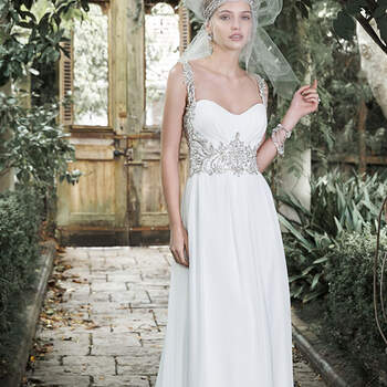 Une robe de mariée élégante et glamour aux détails incroyables, incrustée de cristaux Swarovski et de perles.


<a href="http://www.maggiesottero.com/dress.aspx?style=5MR603" target="_blank">Maggie Sottero</a>