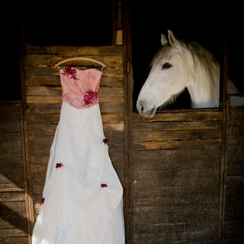 Original manera de inmortalizar el vestido de la novia. Foto: Jesús Vecino. Flor de Naranja.