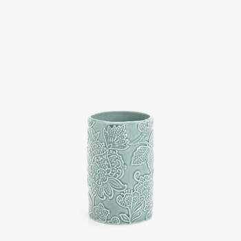 Copo para banheiro jacquard azul. Credits: Zara Home 