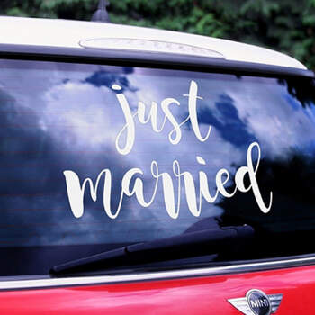 Pegatina de coche recién casado - Compra en The Wedding Shop