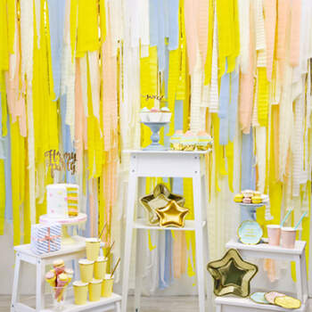 Decoración Rayas Amarilla 4 unidades- Compra en The Wedding Shop