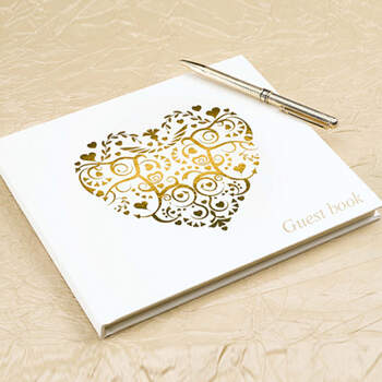 Libro de firmas corazón oro- Compra en The Wedding Shop