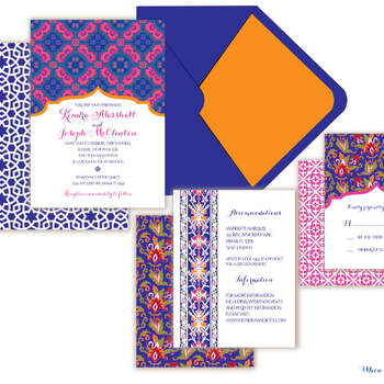 Las invitaciones inspiradas en los tapizados marroquis.