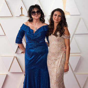 Oscar® nominee Joanna Quinn and guest arrive on the red carpet of the 94th Oscars® at the Dolby Theatre at the Ovation Hollywood in Los Angeles, CA, on Sunday, March 27, 2022.