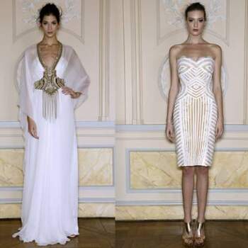 Blanco y oro, dos colores igualmente elegantes que Murad combina para crear el vestido perfecto. Fotos: Zuhair Murad