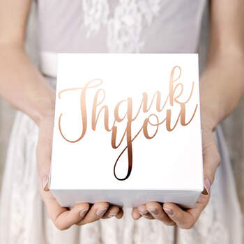 Caja para Tarta de Boda "Thank You" Color Rosa Oro 10 Unidades- Compra en The Wedding Shop