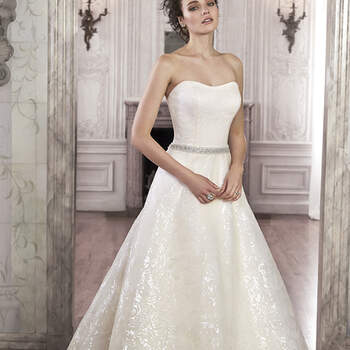 Floral patterned organza, accented with shimmering sequins, makes up this romantic ballgown with scoop neckline and glittering Swarovski crystal belt. Finished with crystal button over zipper and inner corset closure.

<a href="http://www.maggiesottero.com/dress.aspx?style=5MR101" target="_blank">Maggie Sottero Spring 2015</a>