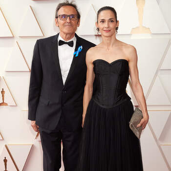 94th Oscars® nominee Alberto Iglesias arrives with guest at the Oscar Nominee Luncheon held at the Fairmont Century Plaza, Monday, March 7, 2022. The 94th Oscars® will air on Sunday, March 27, 2022 live on ABC.