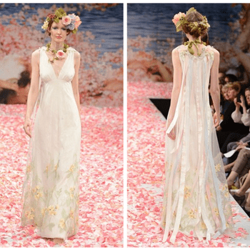 O estilo Boho é tendência em vestidos de noiva. Fitas, Renda estilo vintage, flores e cores pastéis características do estilo são presenças marcantes na coleção criada pela Claire Pettibone. Inspire-se na elegância do estilo Boho. 