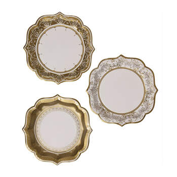 Platos Oro Mediano Efecto Porcelana 12 Unidades- Compra en The Wedding Shop