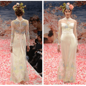 O estilo Boho é tendência em vestidos de noiva. Fitas, Renda estilo vintage, flores e cores pastéis características do estilo são presenças marcantes na coleção criada pela Claire Pettibone. Inspire-se na elegância do estilo Boho. 