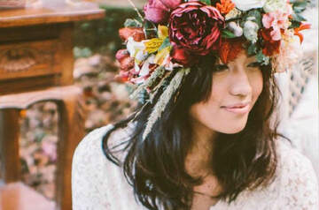 Tukistore Corona di capelli da sposa Halo Flower Ghirlanda Corona Copricapo per matrimoni Boho Stile Fiori Fascia del Fiore per le Ragazze 