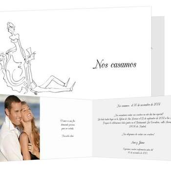 Una mezcla de elegancia y originalidad para una invitación de boda es lo que te proponen con este modelo. Foto: <a href="http://www.sendmoments.es/?c=zan" target="_blank">sendmoments</a>