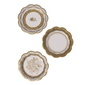 Platos Oro Dulce Efecto Porcelana 12 Unidades- Compra en The Wedding Shop