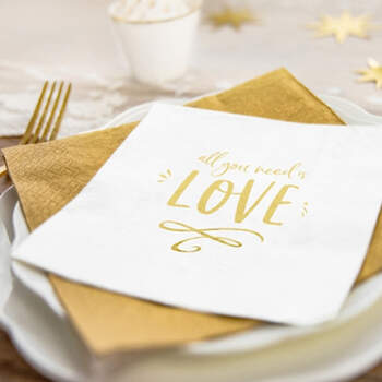 Servilletas "All you need is Love" Oro 20 unidades- Compra en The Wedding Shop