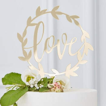 Cake Topper Boda "Love" color Oro- Compra en The Wedding Shop