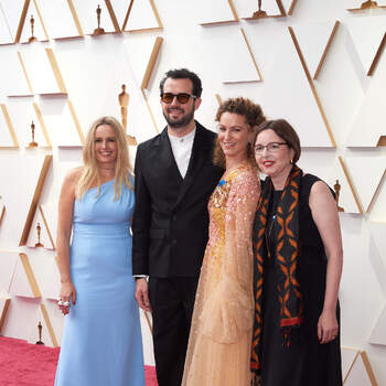 94th Oscars® nominees Monica Hellström, Jonas Poher Rasmussen, Charlotte De La Gournerie, and Signe Byrge Sørensen arrive on the red carpet of the 94th Oscars® at the Dolby Theatre at Ovation Hollywood in Los Angeles, CA, on Sunday, March 27, 2022.