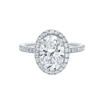 Oval Shaped Diamond Micropavé Engagement Ring. Credits: Harry-Winston.