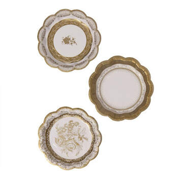 Platos oro dulce Efecto porcelana 12 unidades- Compra en The Wedding Shop