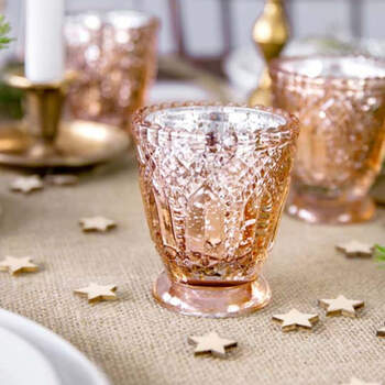 Candelabro de cristal de oro rosa de 8 cm 4 piezas- Compra en The Wedding Shop