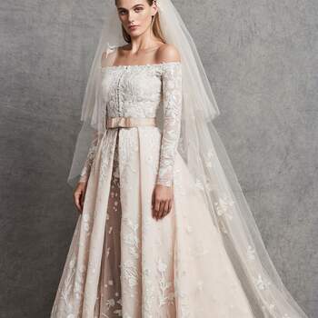 Carolina with coat &amp; veil, Zuhair Murad.