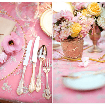 Elegante decoración de boda en rosa pastel - Foto Jessica Lewis