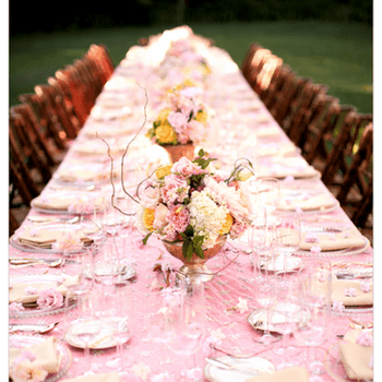 Un mantel en color rosa pastel romperá con todo lo tradicional - Foto Jessica Lewis NLC Productions