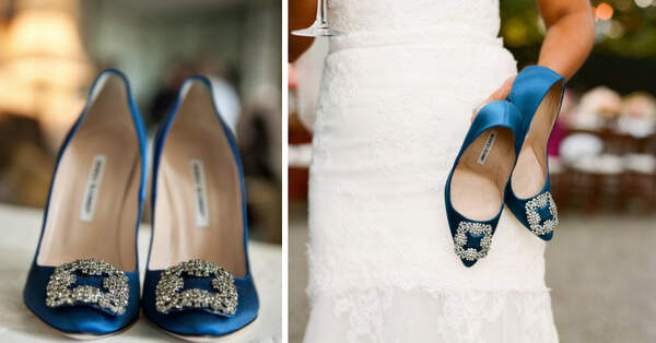 Elegantes zapatos de de diseñador en azul