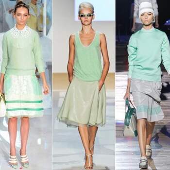 De gauche à droite: Louis Vuitton, Diane Von Furstenberg, Marc Jacobs. Toute en vert menthe!