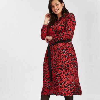 Red Leopard Print Shirt Dress, Evans