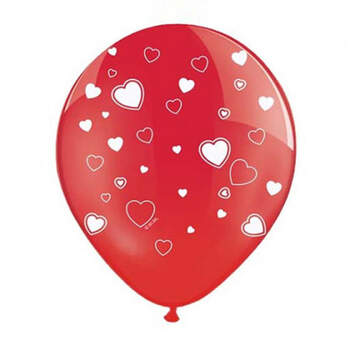 Globos rojos con corazones blancos 50 unidades- Compra en The Wedding Shop