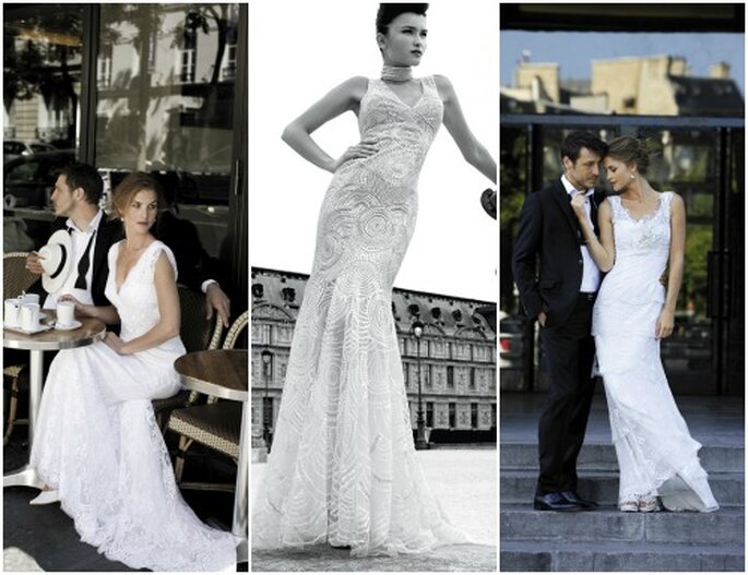 Tre proposte eleganti della linea "haute couture" denominata "Le Parisienne". Cymbeline Collezione Sposa 2013. Foto: www.cymbeline.com