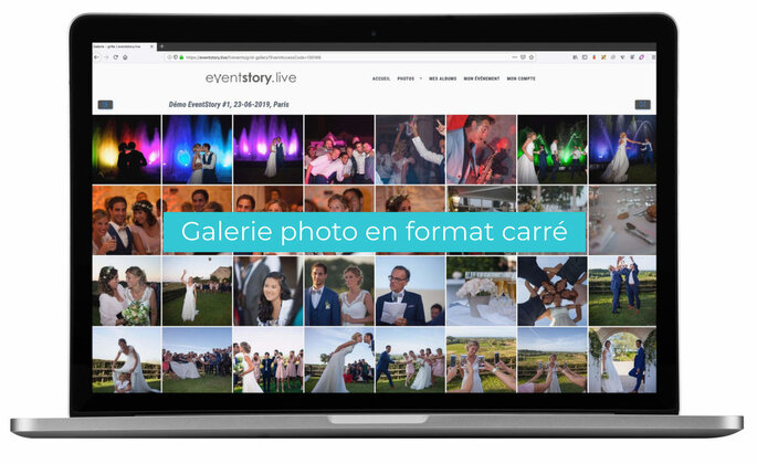 Un mac présentant une galerie photo en format carré 
