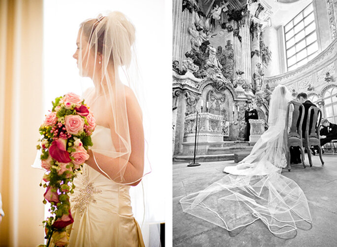 Susan entschied sich für einen fließenden Brautstrauß in Pink- und Rosétönen. - Foto: Torsten Hufsky
