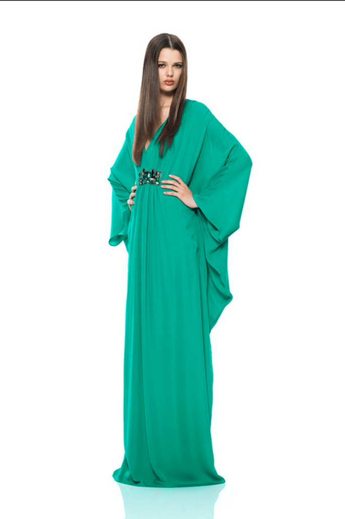 Vestido de fiesta 2014 estilo maxi en color turquesa - Foto Issa