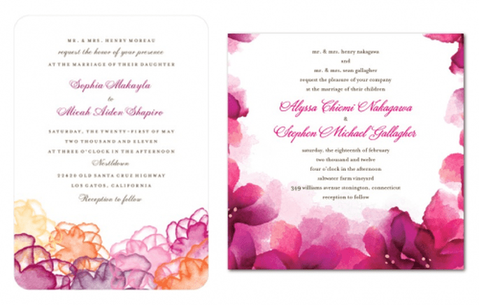 Invitaciones de boda en color rosa intenso con toque de púrpura - Foto Wedding Paper Divas