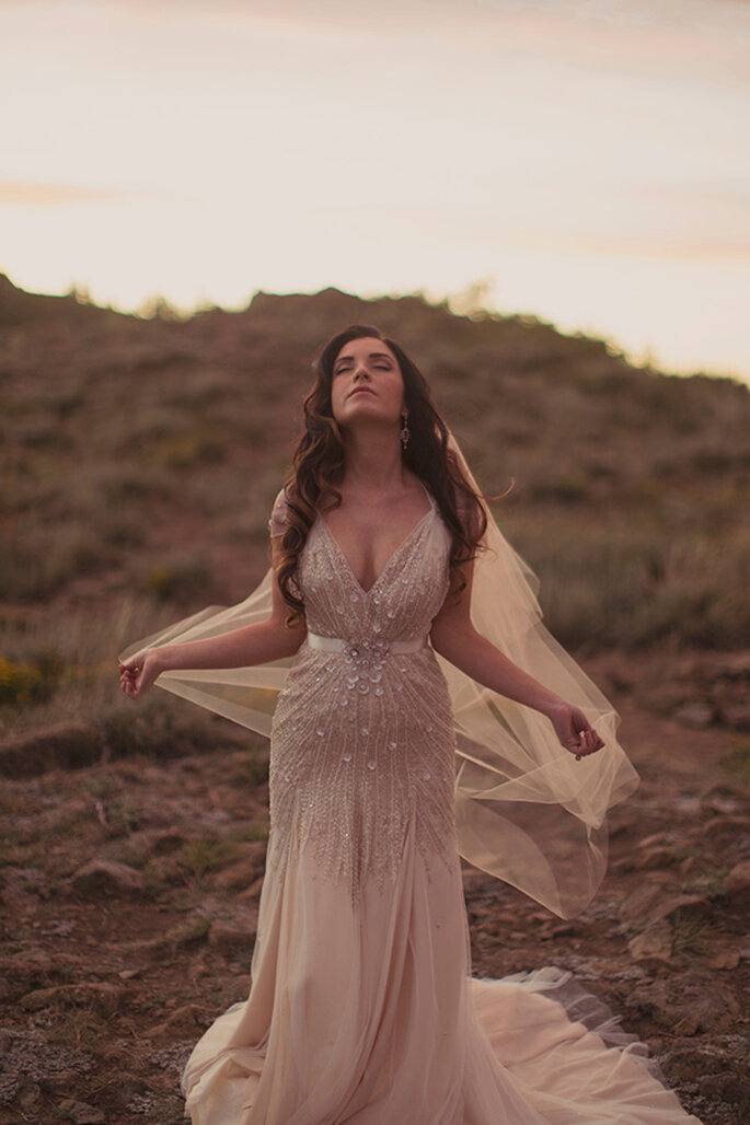 Blush + dorado en una boda vintage elegante. Foto: Alixann Loosle Photography