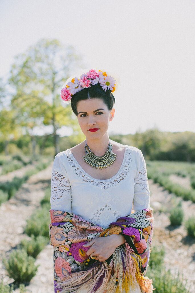 Look de novia inspirado en Frida Kahlo - Foto Amber Vickery Photography