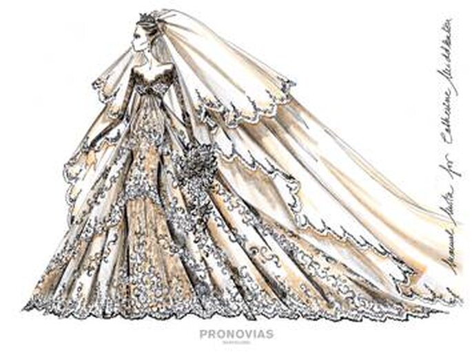 Propuesta 3 para Kate Middleton, diseñado por Manuel Mota para Pronovias