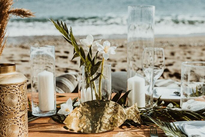 allestimento su spiaggia, boho chic