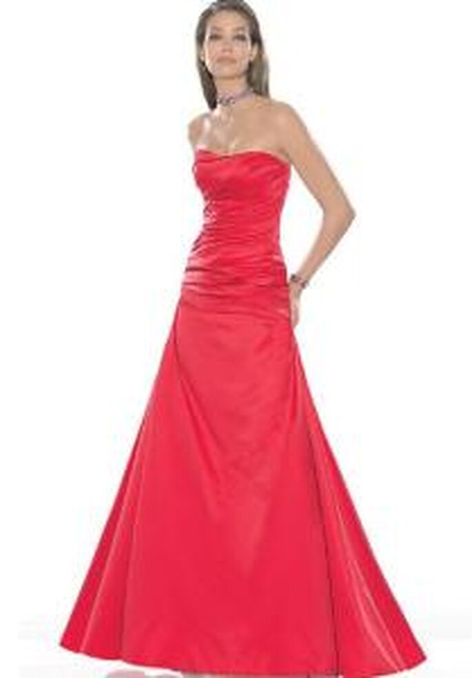 La Sposa 2009 - Vestido rojo largo con escote en palabra de honor, corte princesa