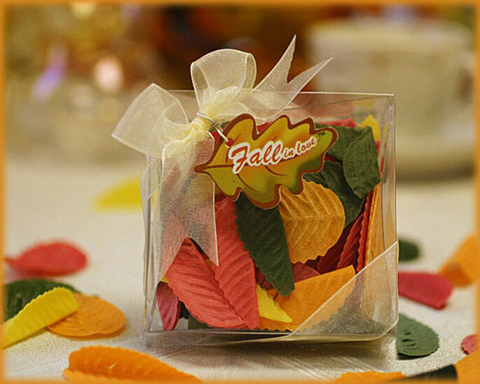 Láminas de jabón con forma y color de hojas de otoño