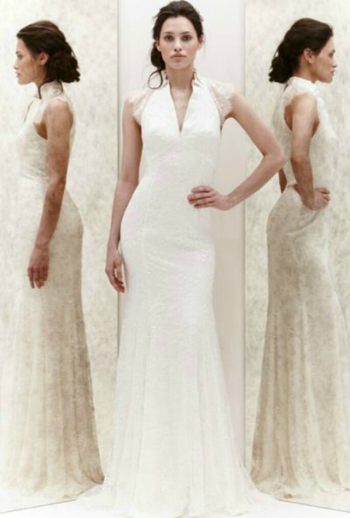 Vestido en crepé de seda con varias capas de encaje. Jenny Packham - Primevera 2013. Foto: New York Bridal Week