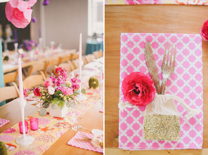 Real Wedding: Un festival de color inspirado en los años 70 - Foto June Bug Company